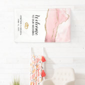 私たちのピンク結婚の赤面アゲートへようこそ金ゴールド 横断幕 (インサイチュ)