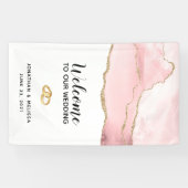 私たちのピンク結婚の赤面アゲートへようこそ金ゴールド 横断幕 (横)