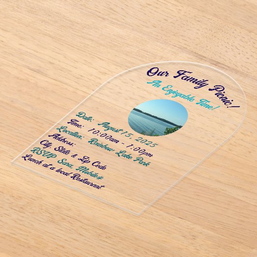 私たちのファミリーピクニックアクリル招待状 アクリル招待状 (レイダウン)