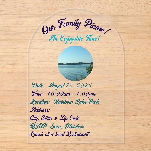 私たちのファミリーピクニックアクリル招待状 アクリル招待状 (正面)
