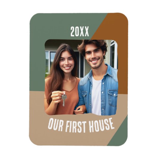 私たちのファーストハウスパーソナライズされた写真 マグネット (縦)