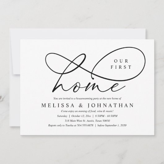 私たちのファーストホームコージー引っ越し祝いパーティーパーティー 招待状 (正面)