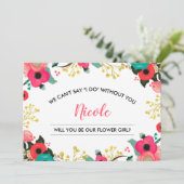 私たちのフラガールになってくれますか？ モダンな花 招待状 (スタンド正面)