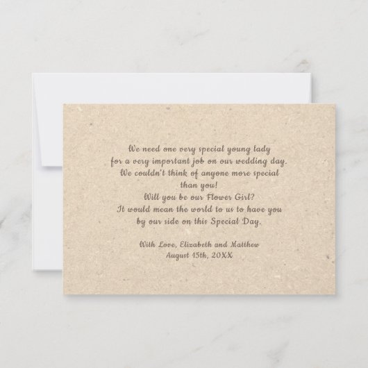私たちのフラワーガールになってくれますか？ オーダーメイドの招待状 招待状 (裏面)