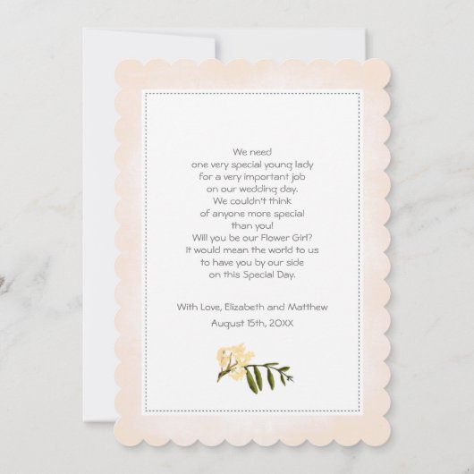 私たちのフラワーガールになってくれますか? ブッシュピンクの芍薬 招待状 (裏面)