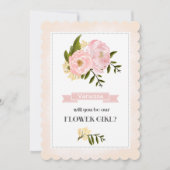私たちのフラワーガールになってくれますか? ブッシュピンクの芍薬 招待状 (正面)