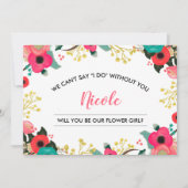 私たちのフラワーガールになってくれますか？ モダンな花のデザイン 招待状 (正面)
