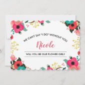私たちのフラワーガールになってくれますか？ モダンな花のデザイン 招待状 (正面)