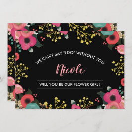 私たちのフラワーガールになってくれますか？ モダンな花 招待状