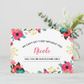 私たちのフラワーガールになってくれますか？ モダン フラワーズ 招待状 (スタンド正面)