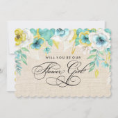 私たちのフラワーガールになってくれますか? 水彩花イラスト, 招待状 (正面)