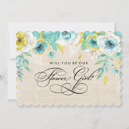 私たちのフラワーガールになってくれますか？ 水彩花イラスト, 招待状
