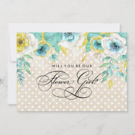 私たちのフラワーガールになってくれますか？ 水彩花イラスト 招待状