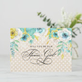 私たちのフラワーガールになってくれますか? 水彩花イラスト 招待状 (スタンド正面)