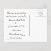 私たちのフリップフロップ結婚サンダルの日付を保存 案内ポストカード (裏面)