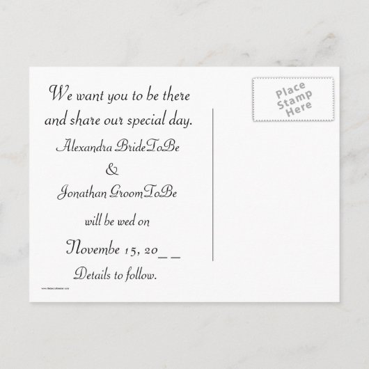 私たちのフリップフロップ結婚サンダルの日付を保存 案内ポストカード (裏面)