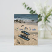 私たちのフリップフロップ結婚サンダルの日付を保存 案内ポストカード (スタンド正面)