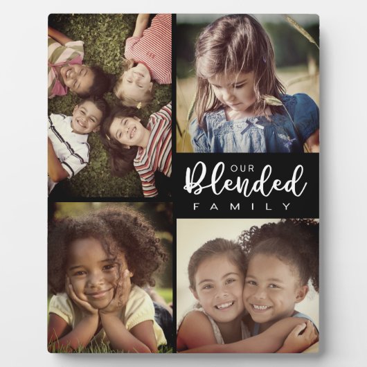 私たちのブレンド家族4つのフォトコラージブラック フォトプラーク (正面)