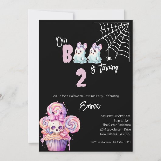 私たちのブーが2ハロウィーン誕生日招待状を回している 招待状 (正面)