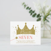 私たちのプリンセスピンク金ゴールド誕生日パーティーへの招待 ポストカード (スタンド正面)