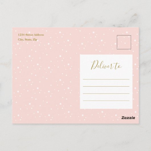 私たちのプリンセスピンク金ゴールド誕生日パーティーへの招待 ポストカード (裏面)