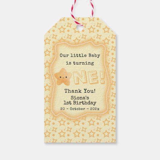 私たちのベビーがキュートなスター1歳の誕生日を迎える ギフトタグ (裏面)