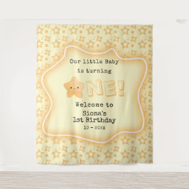 私たちのベビーがキュートなスター1歳の誕生日を迎える タペストリー