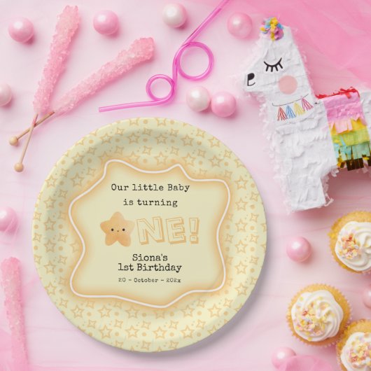 私たちのベビーがキュートなスター1歳の誕生日を迎える ペーパープレート (パーティー)