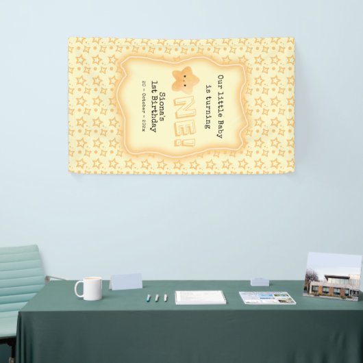 私たちのベビーがキュートなスター1歳の誕生日を迎える 横断幕 (トレードショー)