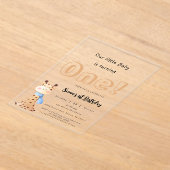 私たちのベビーは可愛いキリン1歳の誕生日を迎える アクリル招待状 (レイダウン)