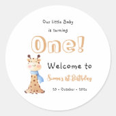 私たちのベビーは可愛いキリン1歳の誕生日を迎える ラウンドシール (正面)