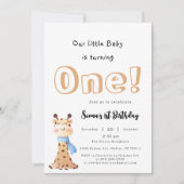 私たちのベビーは可愛いキリン1歳の誕生日を迎える 招待状 (正面)