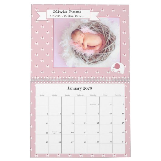 私たちのベビーガールカスタムの写真 カレンダー (1月 2026)