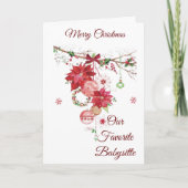 私たちのベビーシッターにクリスマスお気に入りのをお祝い シーズンカード (正面)