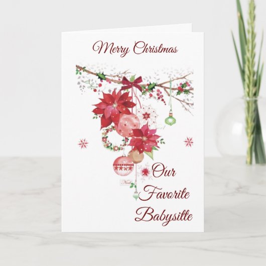 私たちのベビーシッターにクリスマスお気に入りのをお祝い シーズンカード (正面)