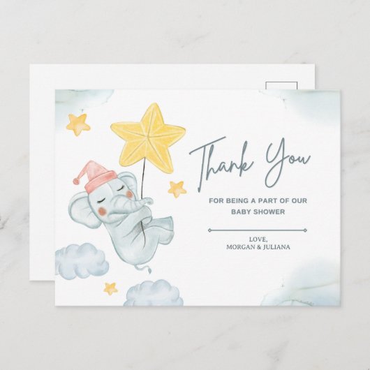 私たちのベビーシャワーにご参加いただきありがとうございました ポストカード (正面/裏面)