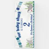 私たちのベビーシャークあなたの年齢の子供の誕生日を追加 横断幕 (縦)
