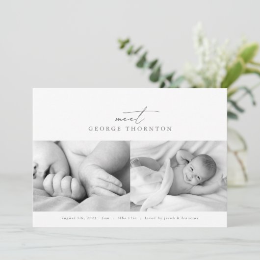 私たちのベビー写真コラージュ誕生を満たす 案内状 (スタンド正面)