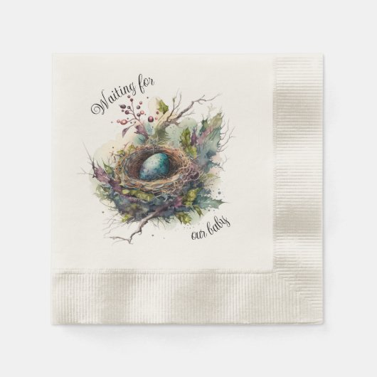 私たちのベビー紙ナプキンを待つ 縁ありカクテルナプキン (正面)