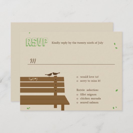私たちのベンチウェディングRSVP /応答カード 出欠カード (正面/裏面)