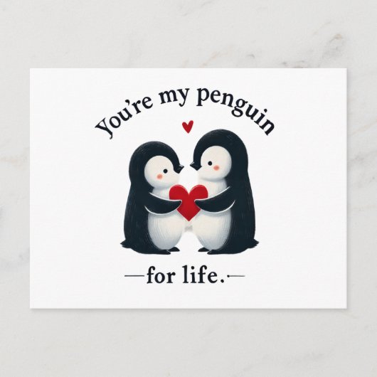 私たちのペンギンカップルは一生一緒 ポストカード (正面)