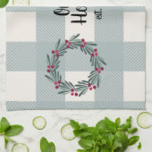 私たちのホームスクリプトブルー/グリーンバッファローチェックかわいい キッチンタオル (折り畳み)