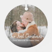 私たちのミニマル初めてのクリスマス、脚本、mr&mrs、写真 メタルオーナメント (裏面)