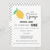 私たちのメインスクイズレモンテーマ誕生日 招待状 (正面/裏面)