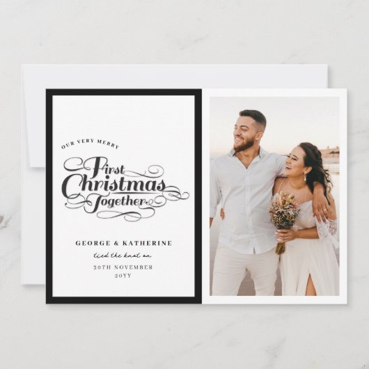 私たちのメリー初めてのクリスマスが一緒にスクリプト写真 シーズンカード (正面)