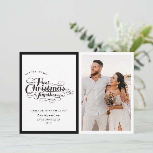 私たちのメリー初めてのクリスマスが一緒にスクリプト写真 シーズンカード (スタンド正面)