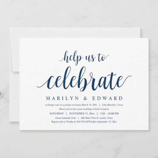 私たちのモダンな結婚後の挙式をお祝いしてください 招待状 (正面)