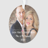 私たちのモダン初めてのクリスマスス結婚クリプトの写真 オーナメント (正面)