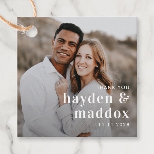 私たちのモーメント結婚式の引き出物ラベル フェイバータグ (正面)