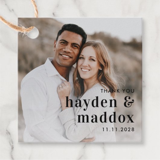 私たちのモーメント結婚式の引き出物ラベル フェイバータグ (正面)